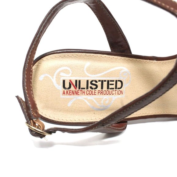 Unlisted by Kenneth Cole Womens Size 9.5M Kind Deed Luggage Brown Strappy Sandal - Picture 11 of 13